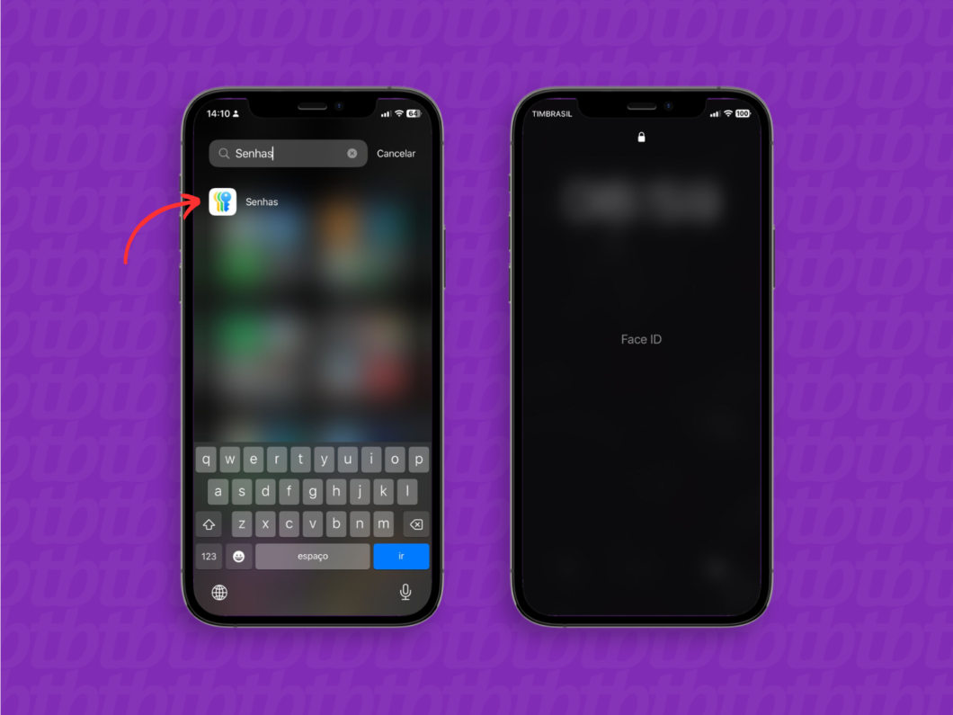 Abrindo o app Senhas do iPhone