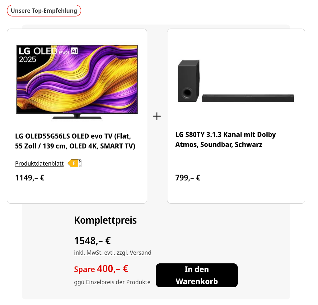 MediaMarkt-Set aus LG-OLED und LG-Soundbar
