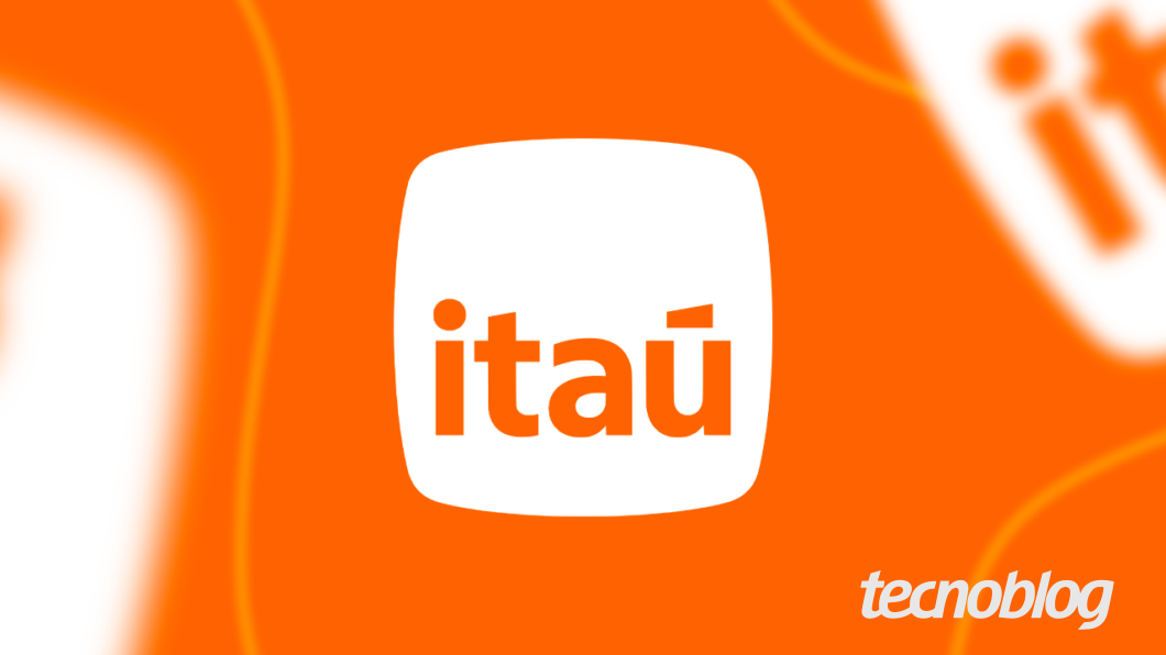 Ilustração mostra o logotipo do Itaú ao centro, em um fundo de cor laranja. Na parte inferior direita está o logotipo do "tecnoblog".