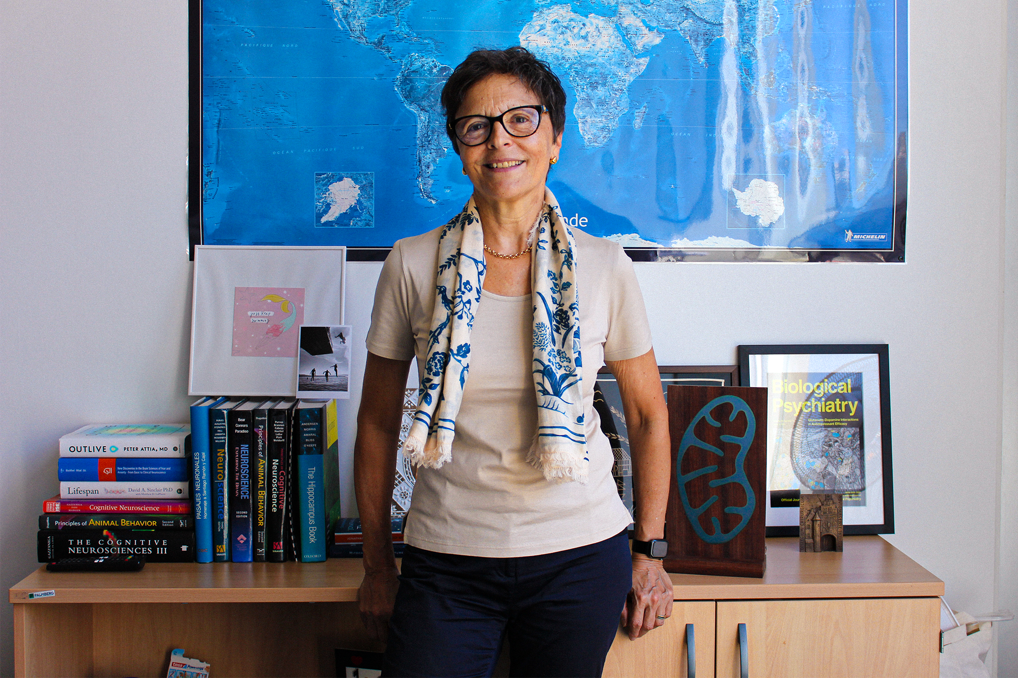 Carmen Sandi stands in her office.