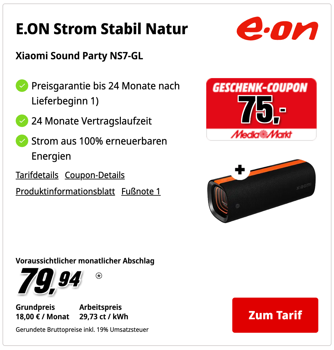 Screenshot Stromtarif-Beispiel