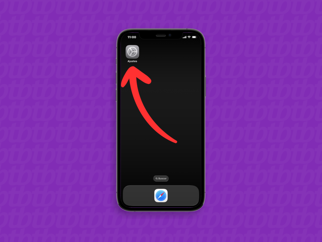 Acessando o app “Ajustes” no iPhone, para iniciar a configuração do iCloud