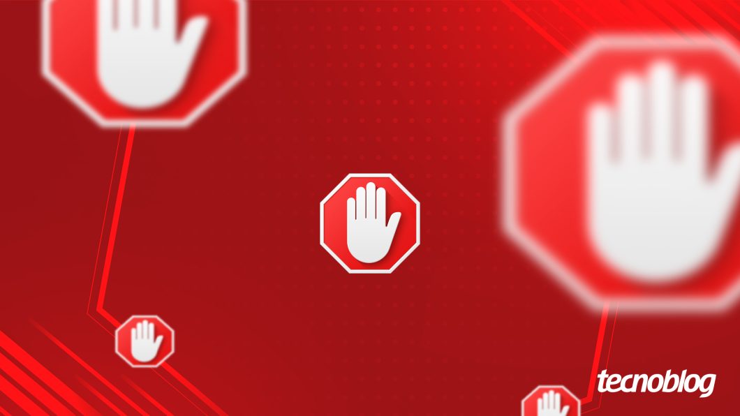 Ilustração com marca de aplicativo de adblock