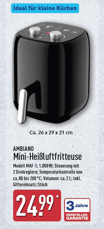 Screenshot aus dem Aldi-Nord-Prospekt einer Mini-Heißluftfritteuse