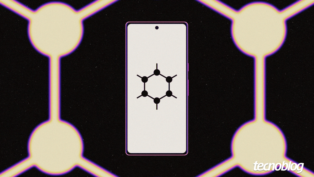 Ilustração do GrapheneOS na tela de um smartphone