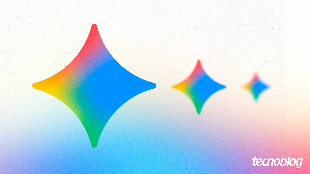 Ícones do Gemini AI Plus e variações do serviço do Google, ilustrando a IA