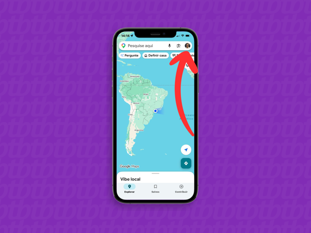 Google Maps aberto com o menu principal exibido no iPhone, pronto para acessar as opções do app
