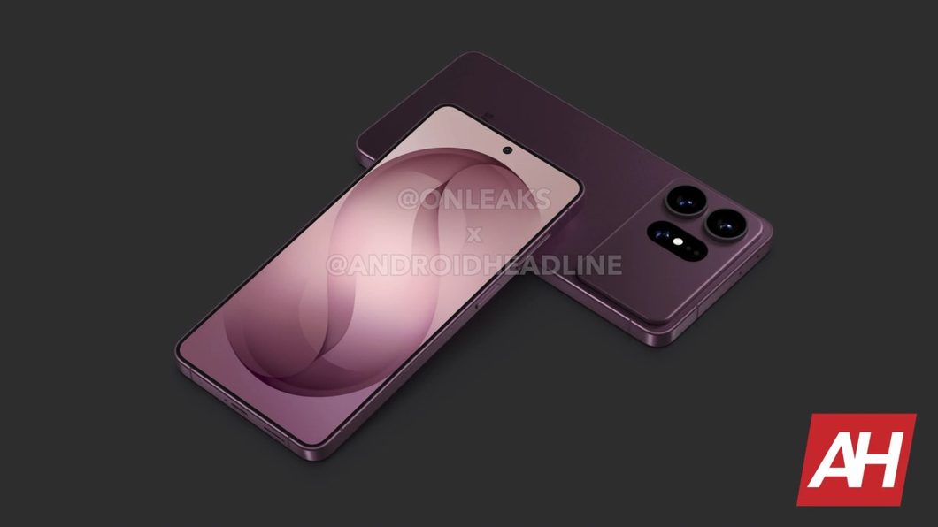 Renderização do Galaxy S27 Pro em cor roxa