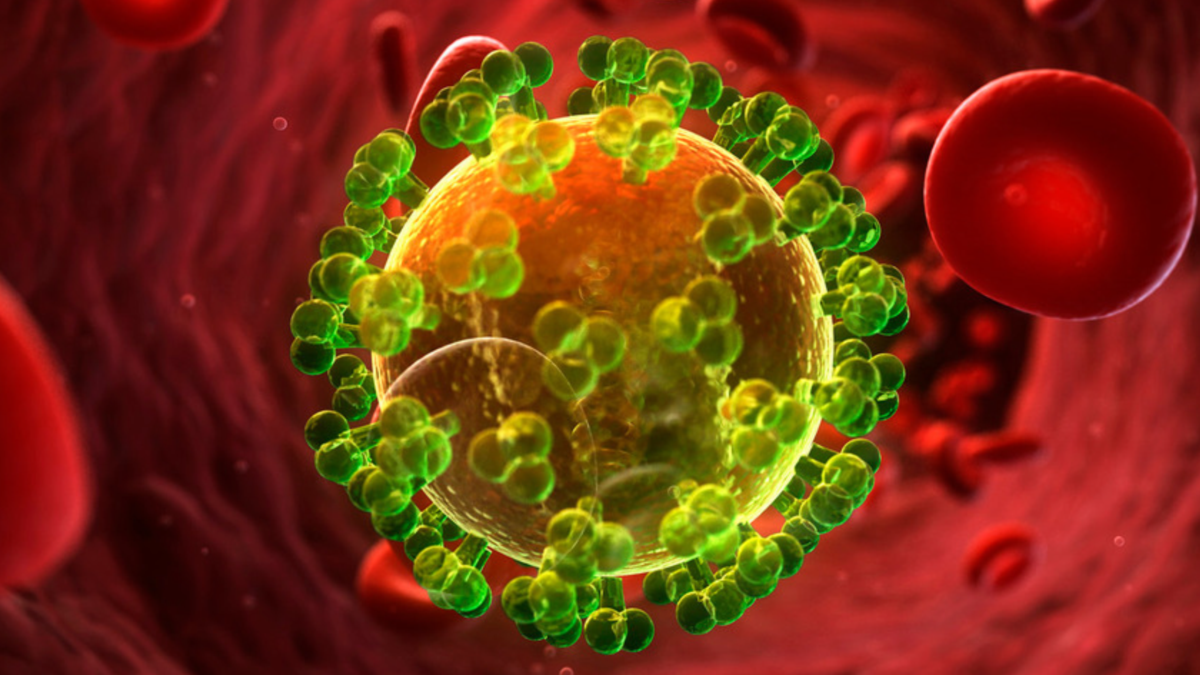 Science Photo Library illustration showing HIV infection in bloodstream