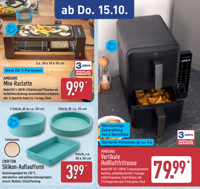 Screenshot aus dem Aldi Nord Prospekt vom 15.10. mit einem Angebot für einen Airfryer