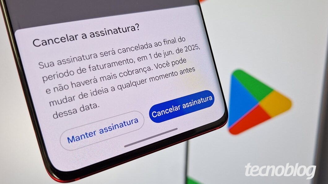Imagem mostra a tela de cancelar assinatura da Google Play Store